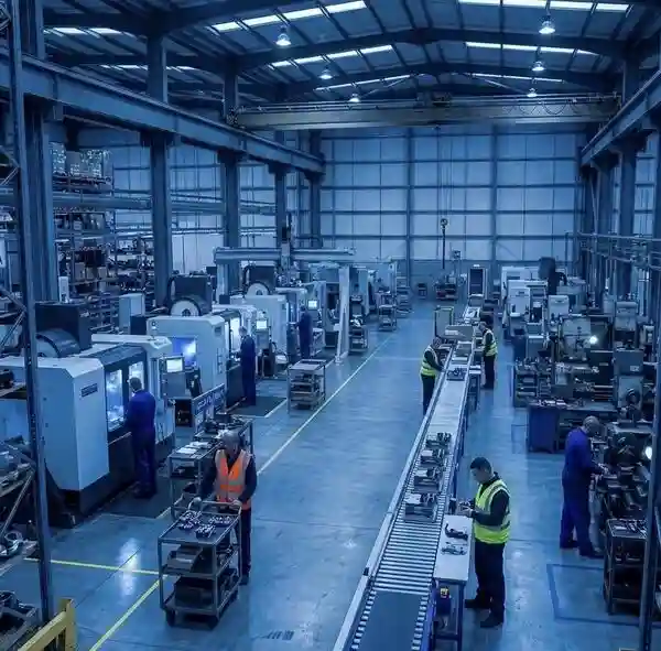 CNC lathe producing precision-turned components in a Cambridge machine shop